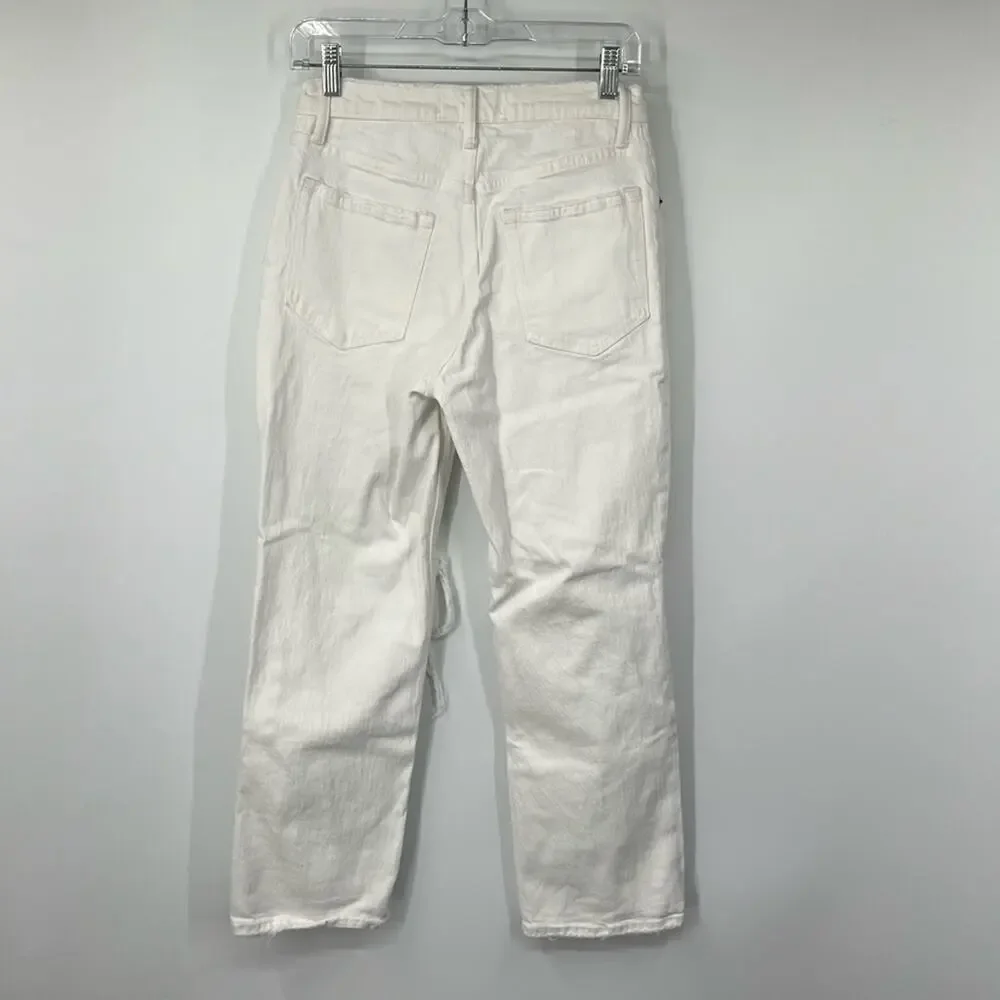 Abercrombie & Fitch The ‘90s Straight Jeans Ultra High Rise White EXTRA SHORT